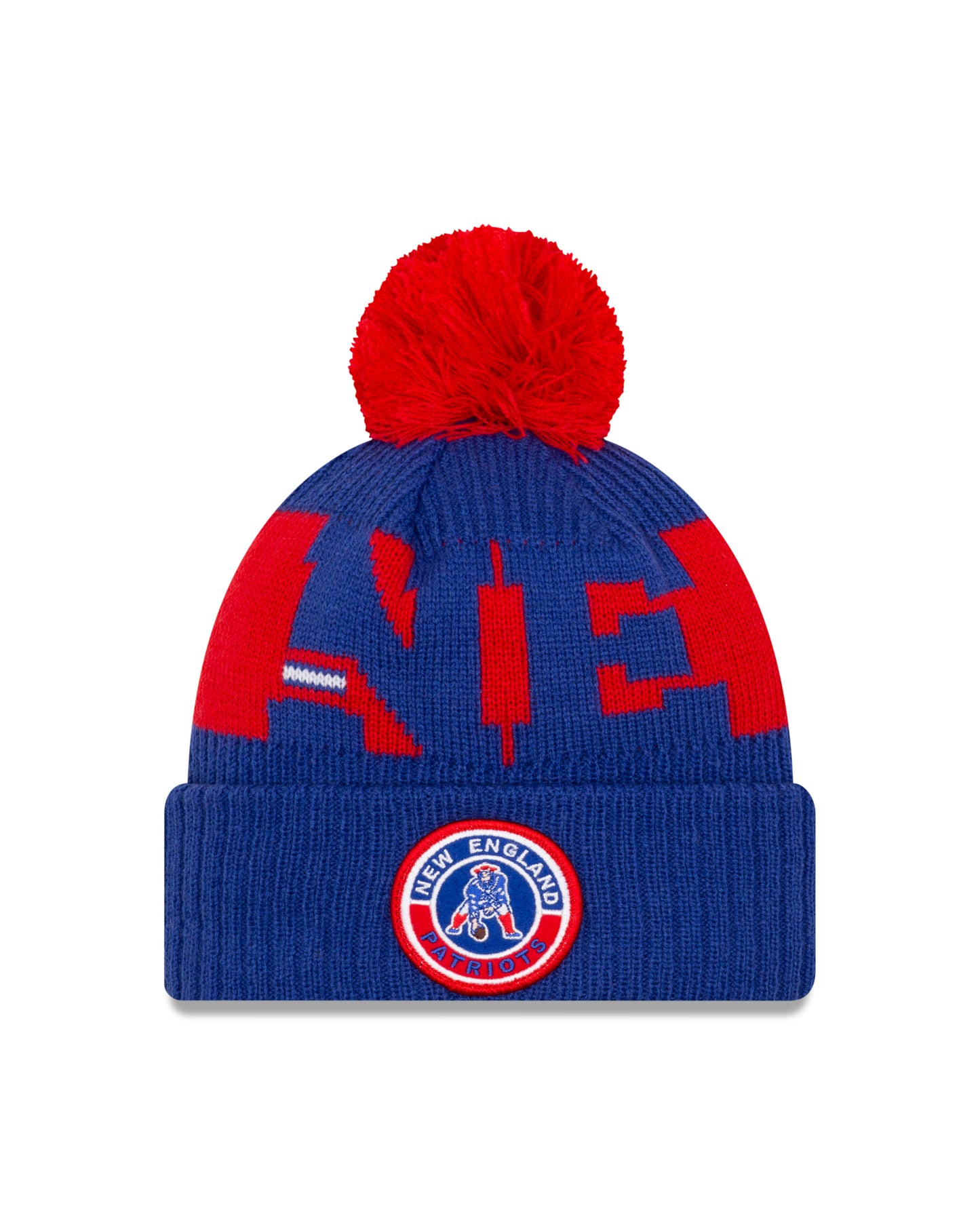 New England Patriots New Era Sideline Sport Cuffed Pom Knit Hat-Red