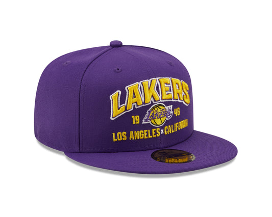 Los Angeles Lakers New Era Local Stacked 59FIFTY Fitted Hat - Purple