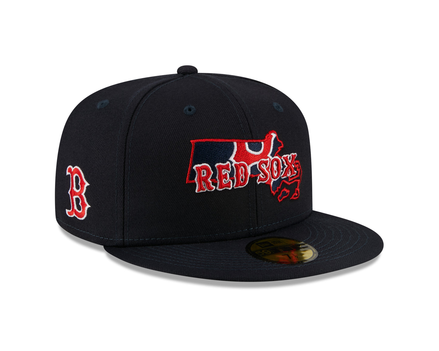 Boston Red Sox New Era Blue Local State Patched 59FIFTY Fitted Hat