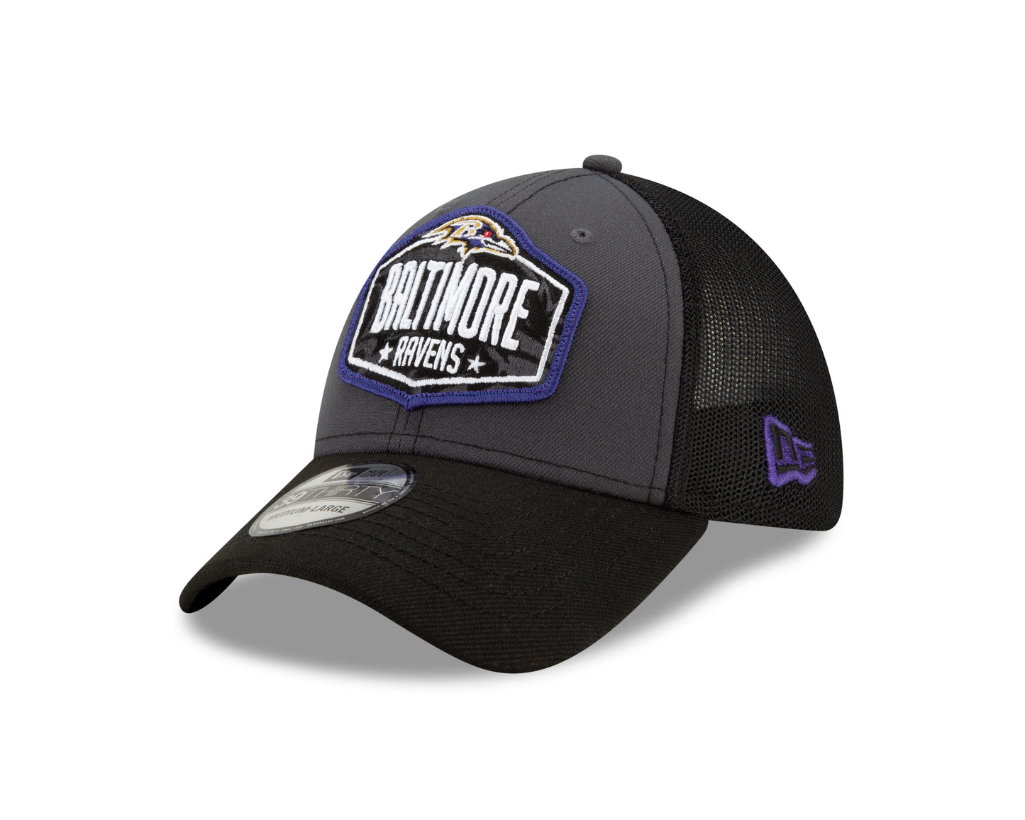 Baltimore Ravens New Era NFL Draft Trucker 39THIRTY Flex Hat - Graphite
