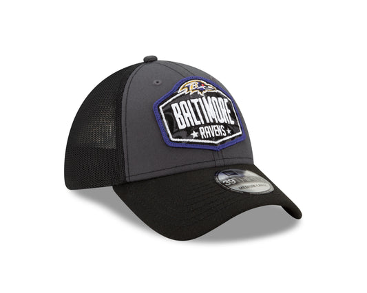 Baltimore Ravens New Era NFL Draft Trucker 39THIRTY Flex Hat - Graphite