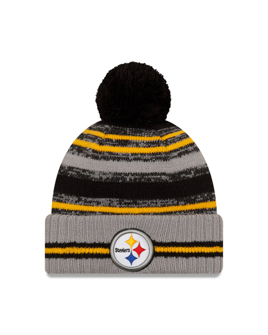 Pittsburgh Steelers New Era Sideline Sport Cuffed Pom Knit Hat Gray