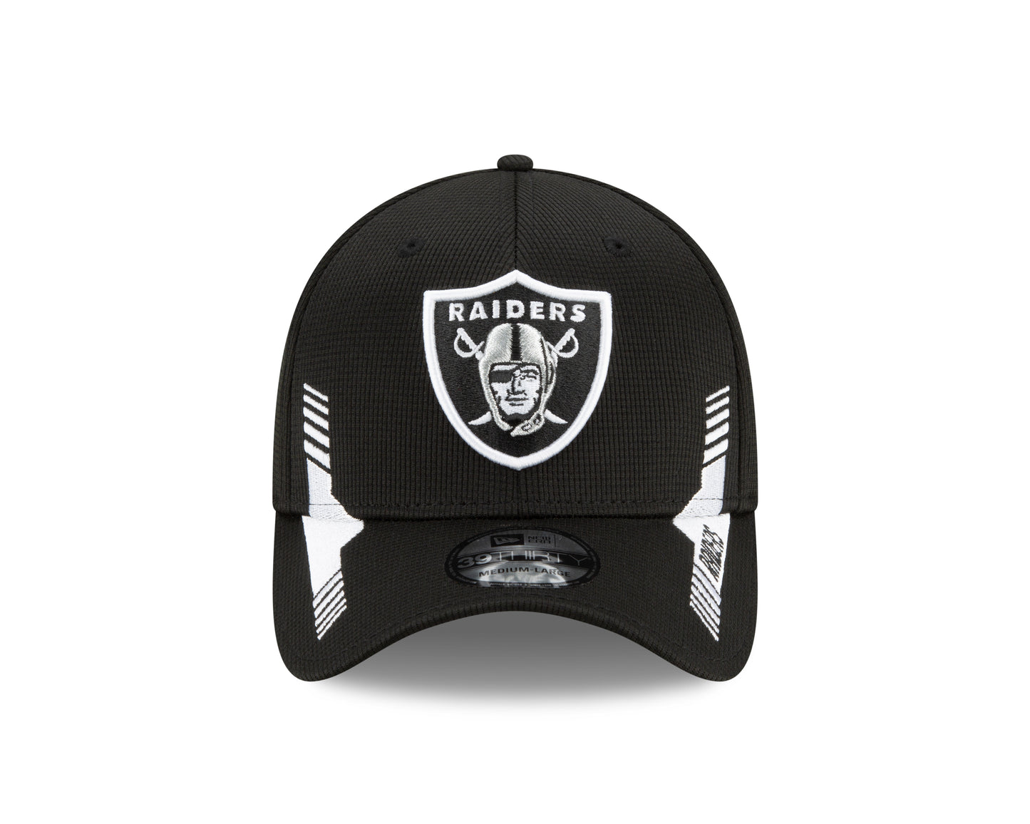 Las Vegas Raiders New Era Blak & Silver Sideline Home 39THIRTY Flex Hat