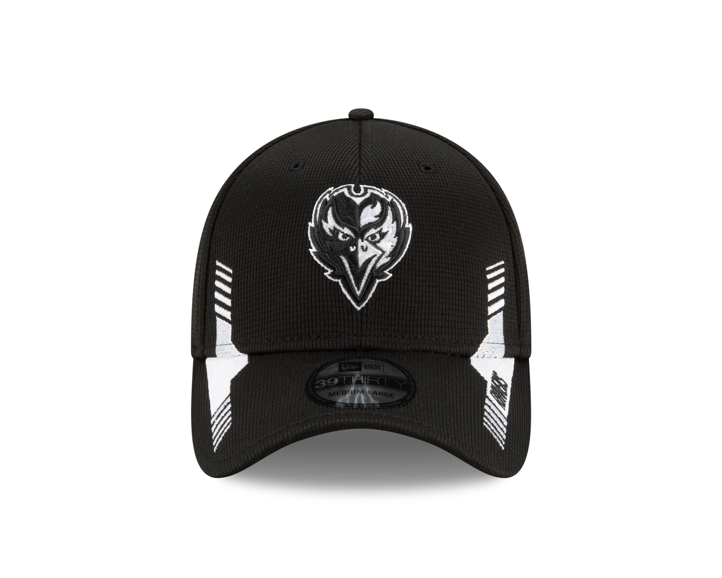 Baltimore Ravens New Era Sideline Black and White 39THIRTY Flex Hat