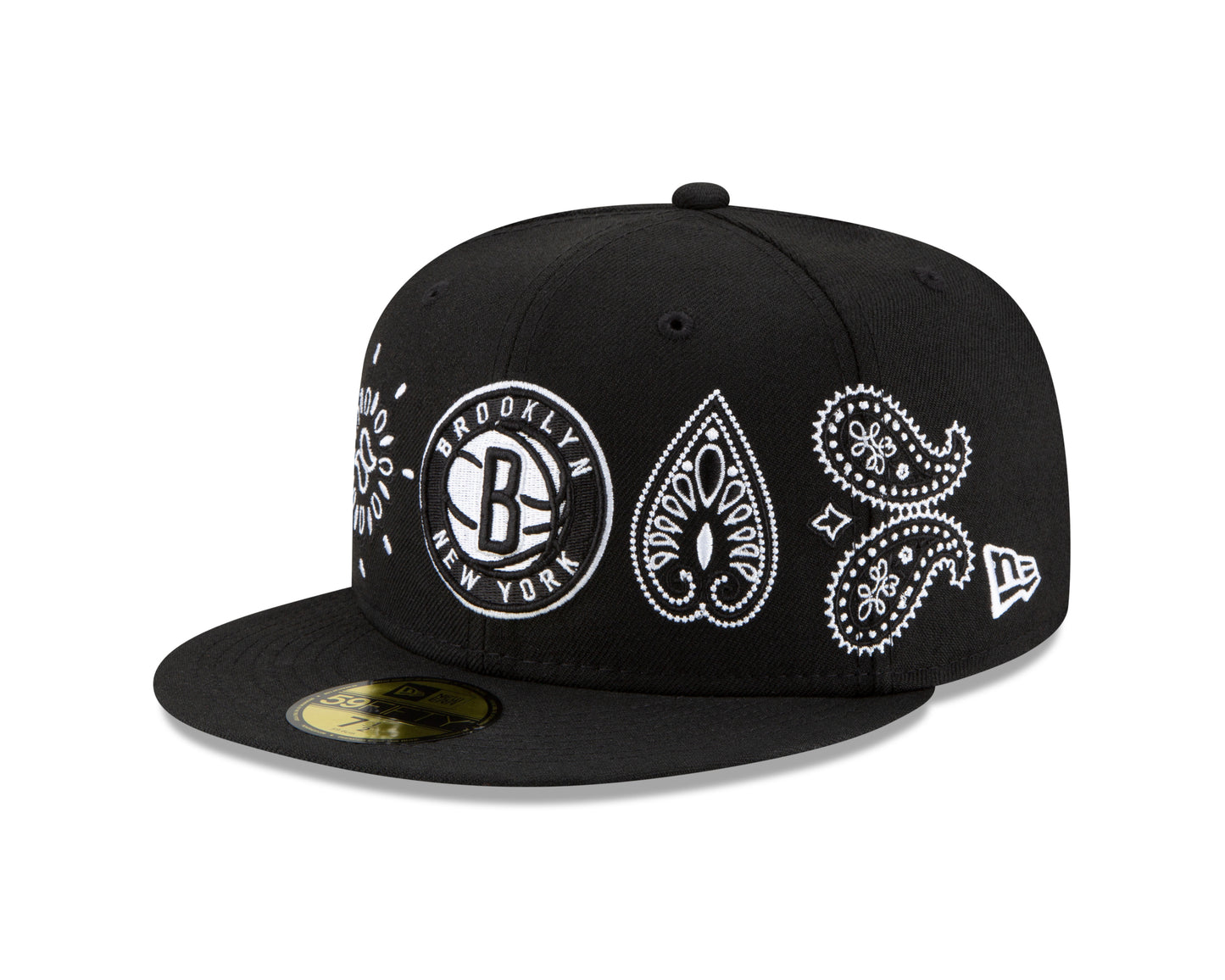 Brooklyn Nets New Era Paisley All-Over 59FIFTY Fitted Hat - Black