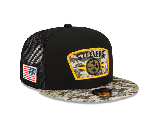 Pittsburgh Steelers Salute to Service 9FIFTY Adjustable Hat - Black
