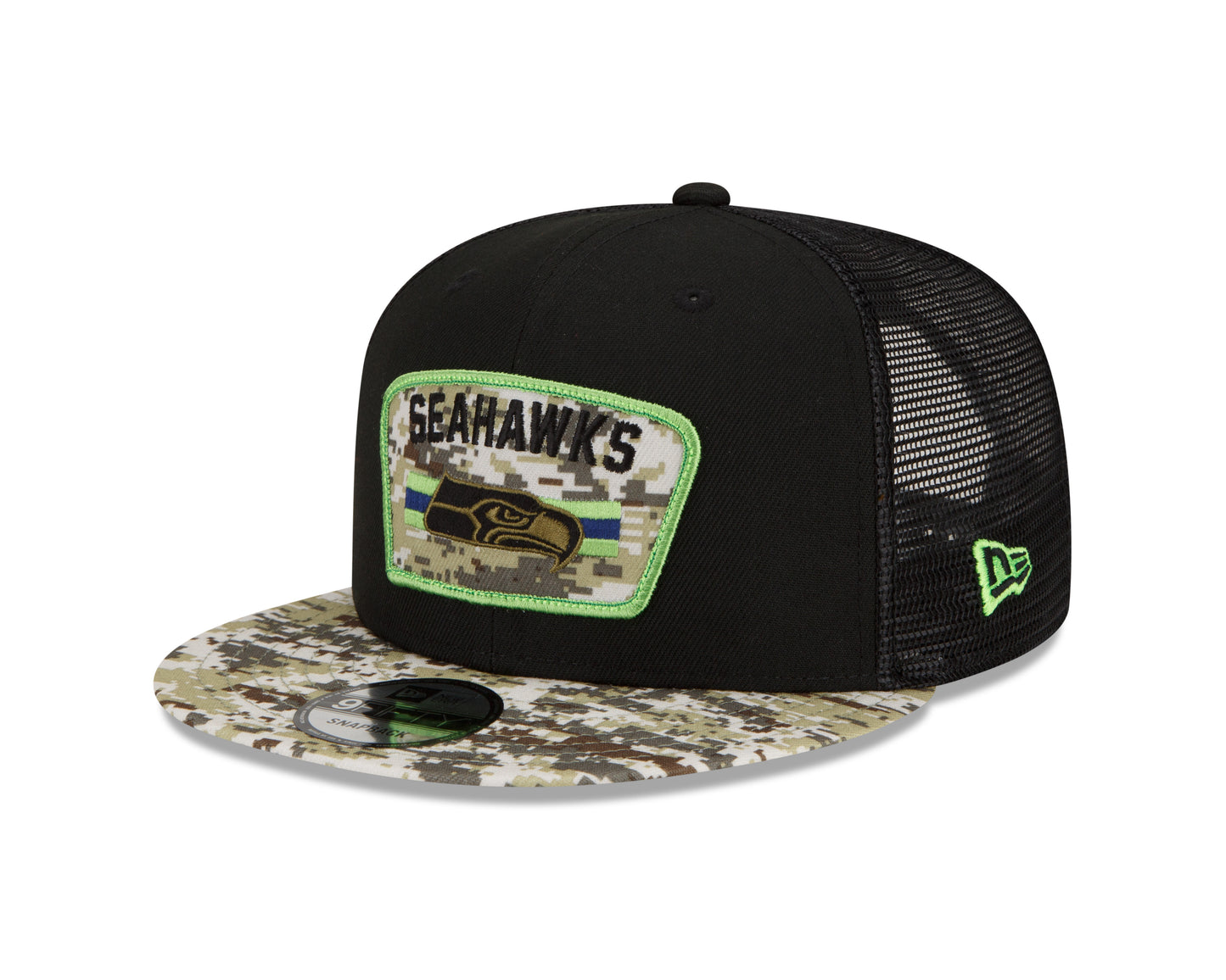 Seattle Seahawks New Era Salute To Service 9FIFTY Adjustable Hat - Black