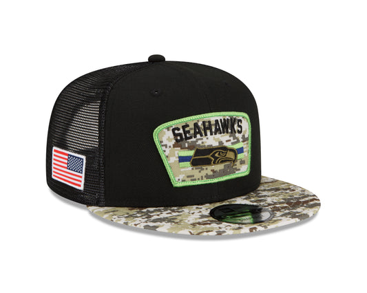 Seattle Seahawks New Era Salute To Service 9FIFTY Adjustable Hat - Black