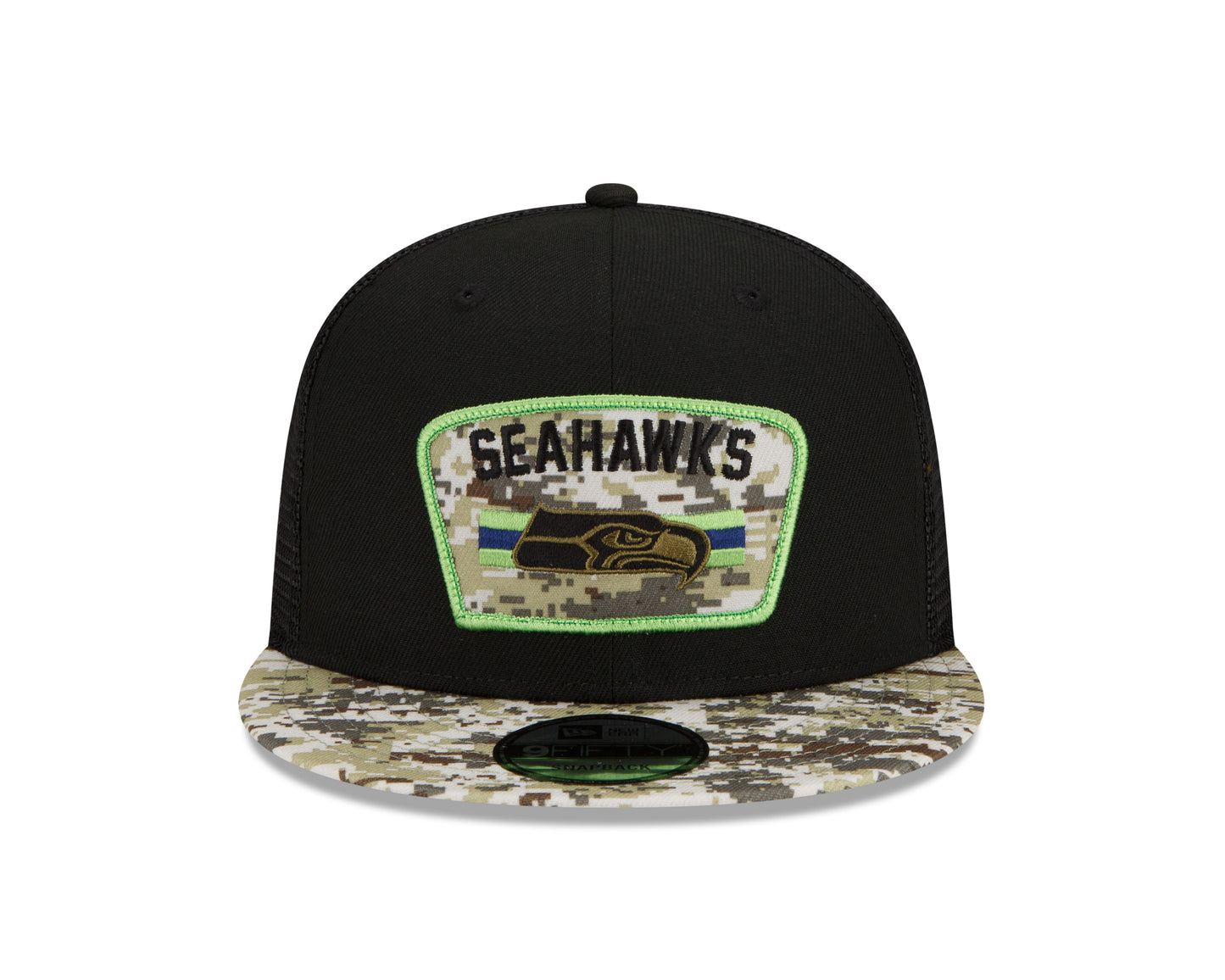 Seattle Seahawks New Era Salute To Service 9FIFTY Adjustable Hat - Black