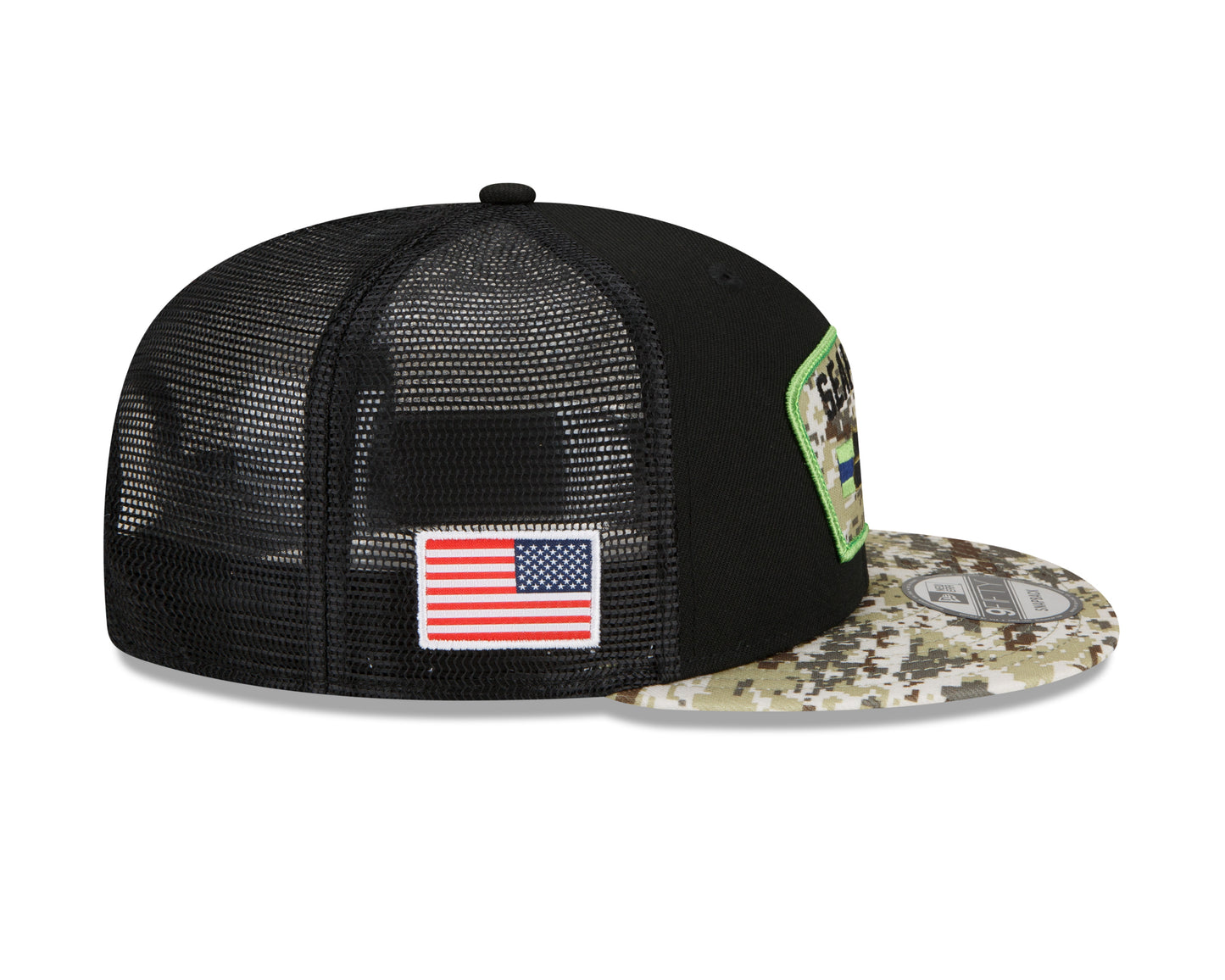 Seattle Seahawks New Era Salute To Service 9FIFTY Adjustable Hat - Black