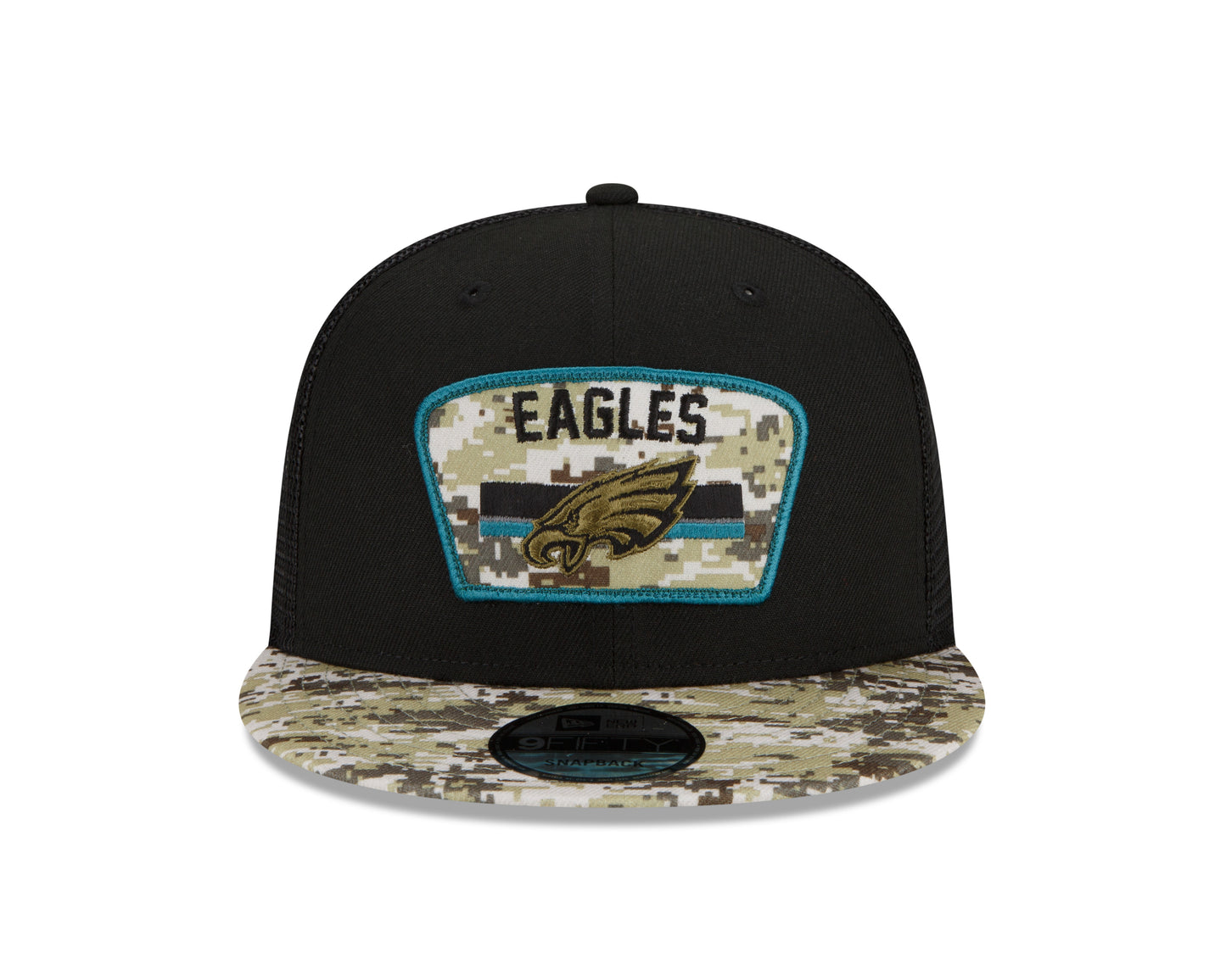 Philadelphia Eagles New Era Salute to Service Trucker 9Fifty Snapback hat