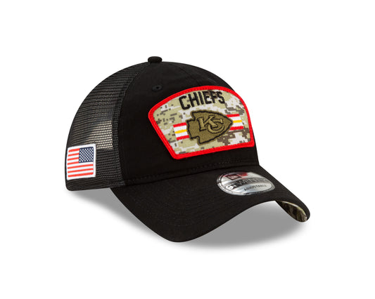 Kansas City Chiefs New Era Salute to Service 9TWENTY Adjustable Hat - Black