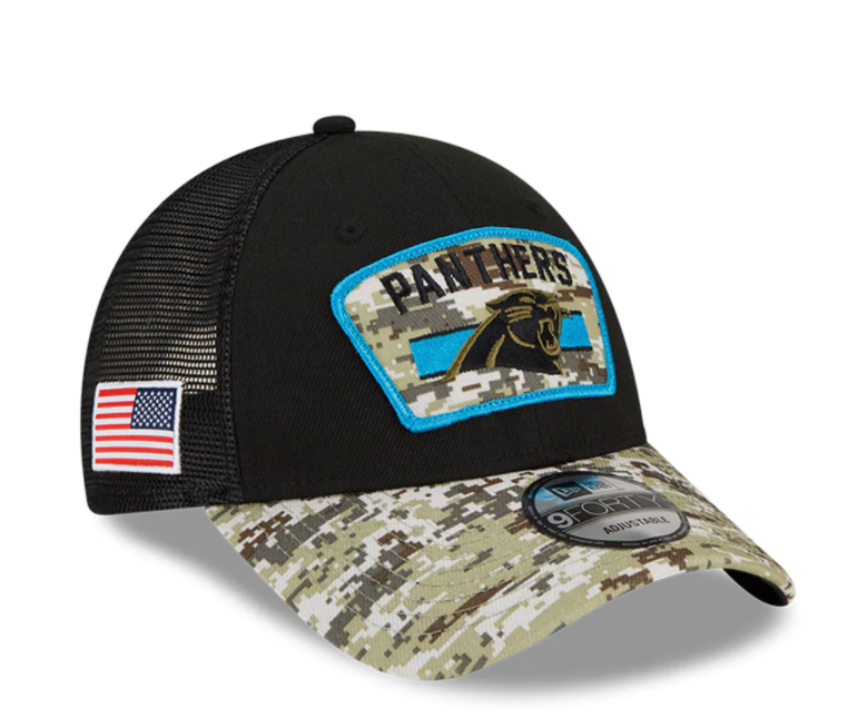 Carolina Panthers New Era Salute To Service 9FORTY Adjustable Hat - Black