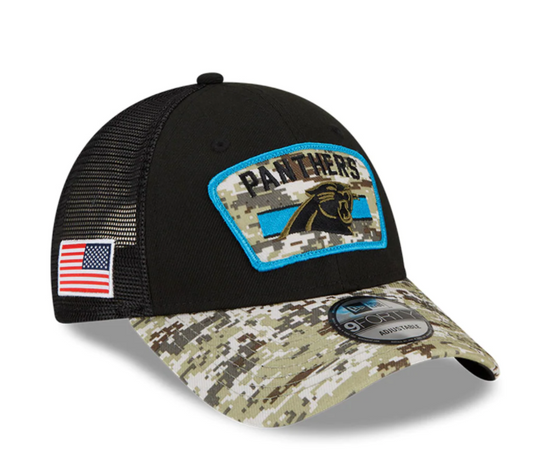 Carolina Panthers New Era Salute To Service 9FORTY Adjustable Hat - Black
