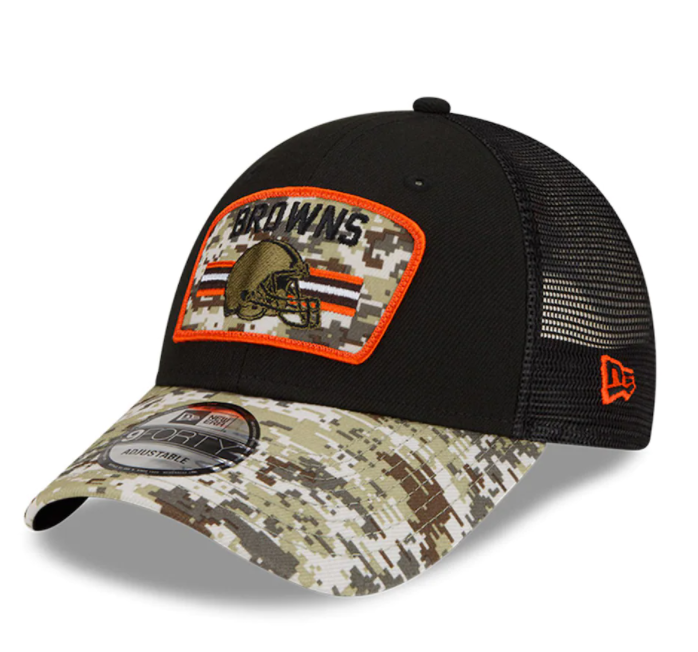Cleveland Browns New Era Salute to Service Trucker 9FORTY Adjustable Hat - Black