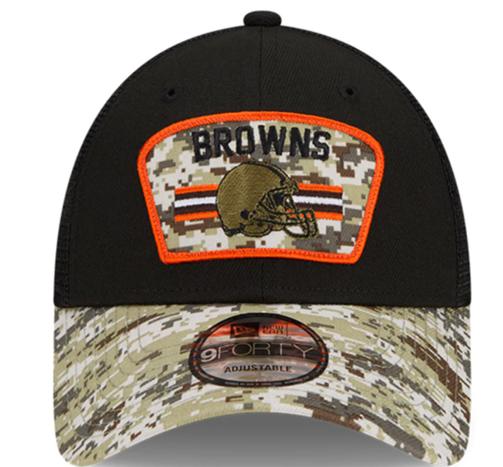 Cleveland Browns New Era Salute to Service Trucker 9FORTY Adjustable Hat - Black