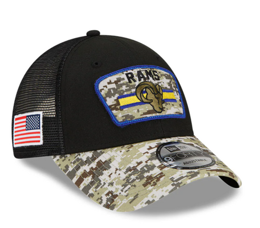 Los Angeles Rams New Era Salute To Service 9FORTY Adjustable Hat - Black