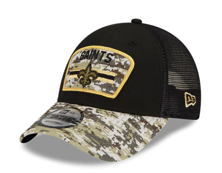 New Orleans Saints New Era Salute To Service 9FORTY Adjustable Hat - Black