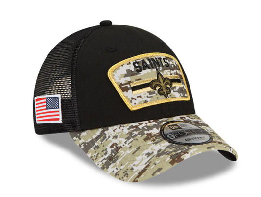 New Orleans Saints New Era Salute To Service 9FORTY Adjustable Hat - Black