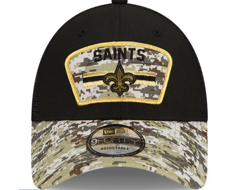 New Orleans Saints New Era Salute To Service 9FORTY Adjustable Hat - Black