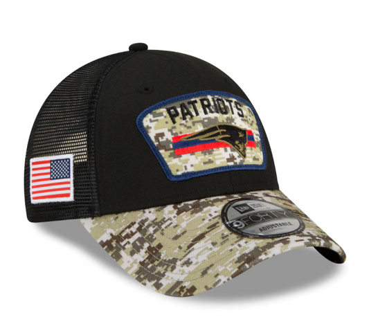 New England Patriots New Era Salute To Service 9FORTY Adjustable Hat - Black