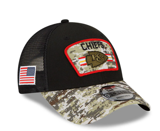 Kansas City Chiefs New Era Salute To Service 9FORTY Adjustable Hat - Black