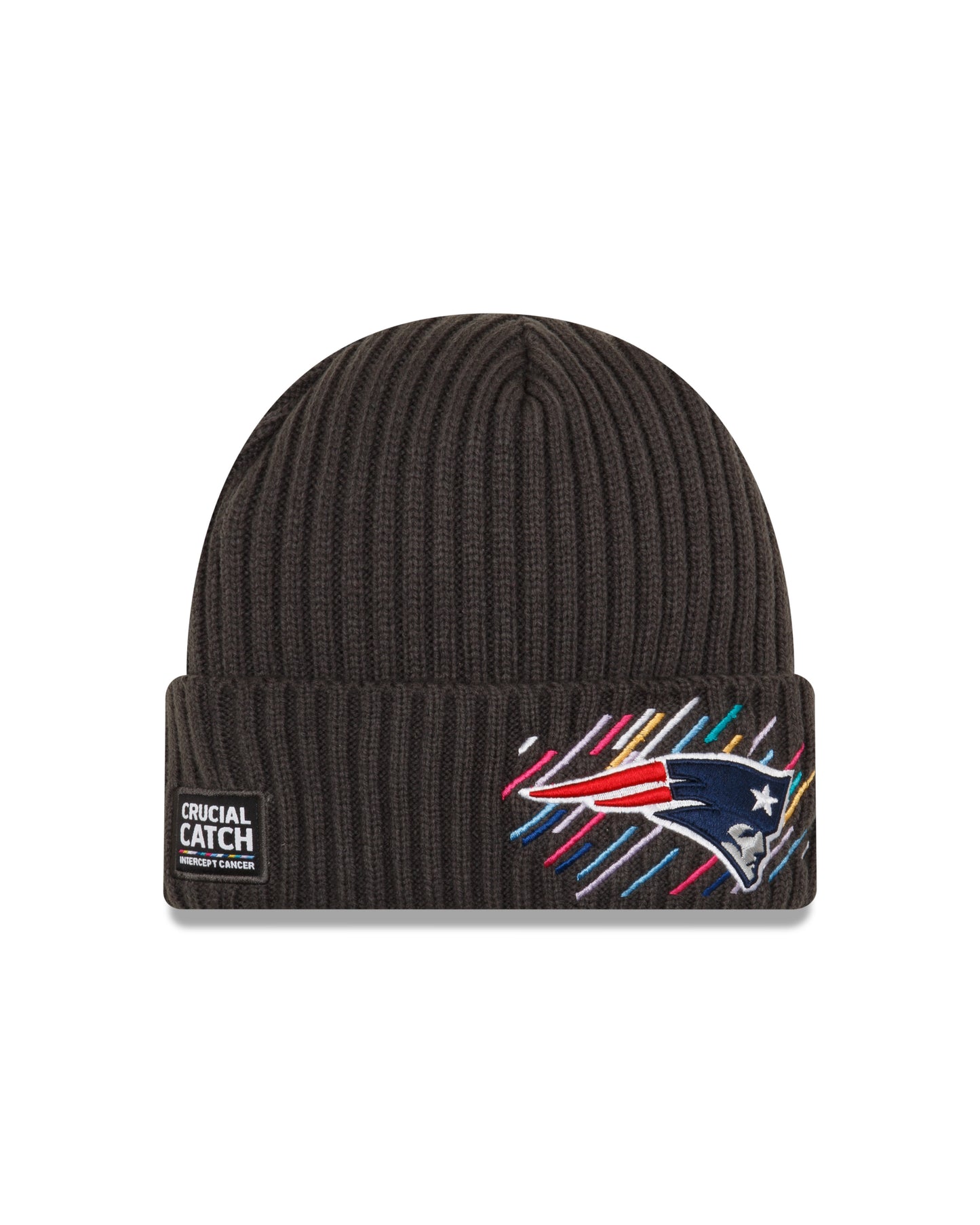 New England Patriots New Era Crucial Catch Cuffed Knit Hat - Gray