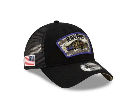 Baltimore Ravens New Era Salute to Service 9Twenty Adjustable Hat - Black