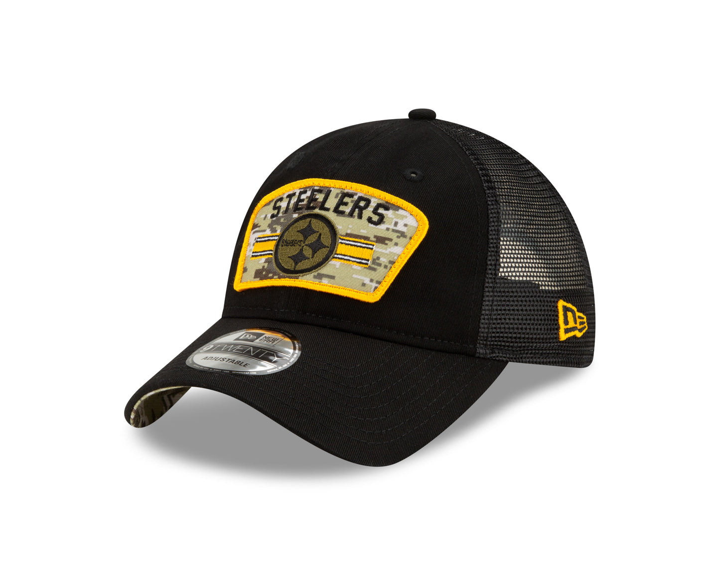 Pittsburgh Steelers New Era Salute to Service 9TWENTY Adjustable Hat - Black
