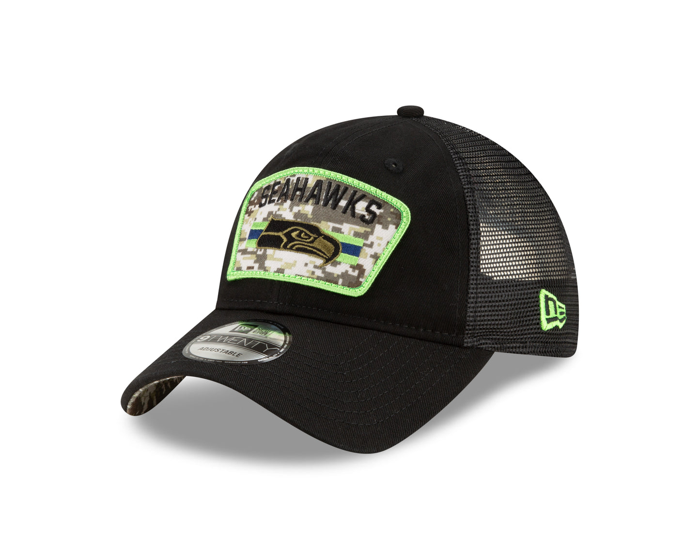 Seattle Seahawks New Era Salute to Service 9TWENTY Adjustable Hat - Black
