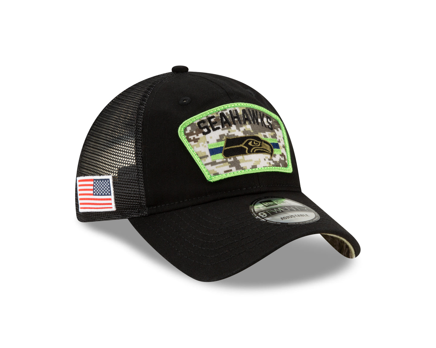 Seattle Seahawks New Era Salute to Service 9TWENTY Adjustable Hat - Black