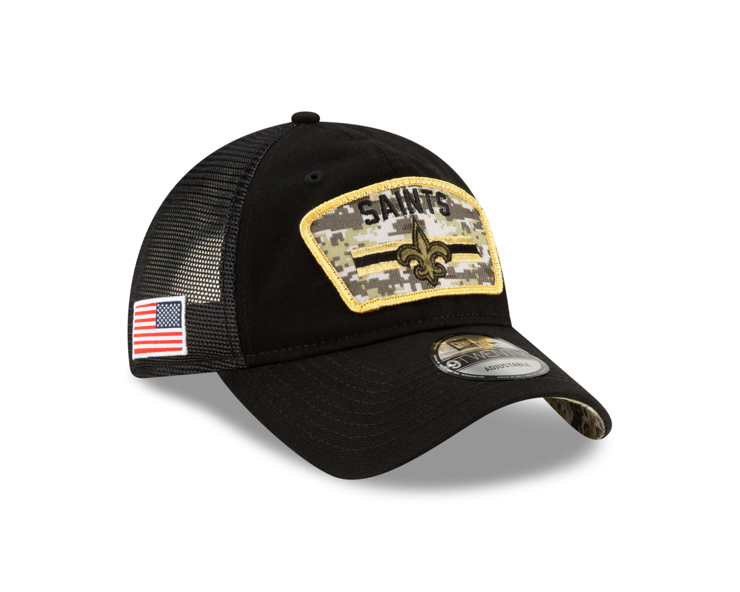New Orleans Saints New Era Salute to Service 9TWENTY Adjustable Hat - Black