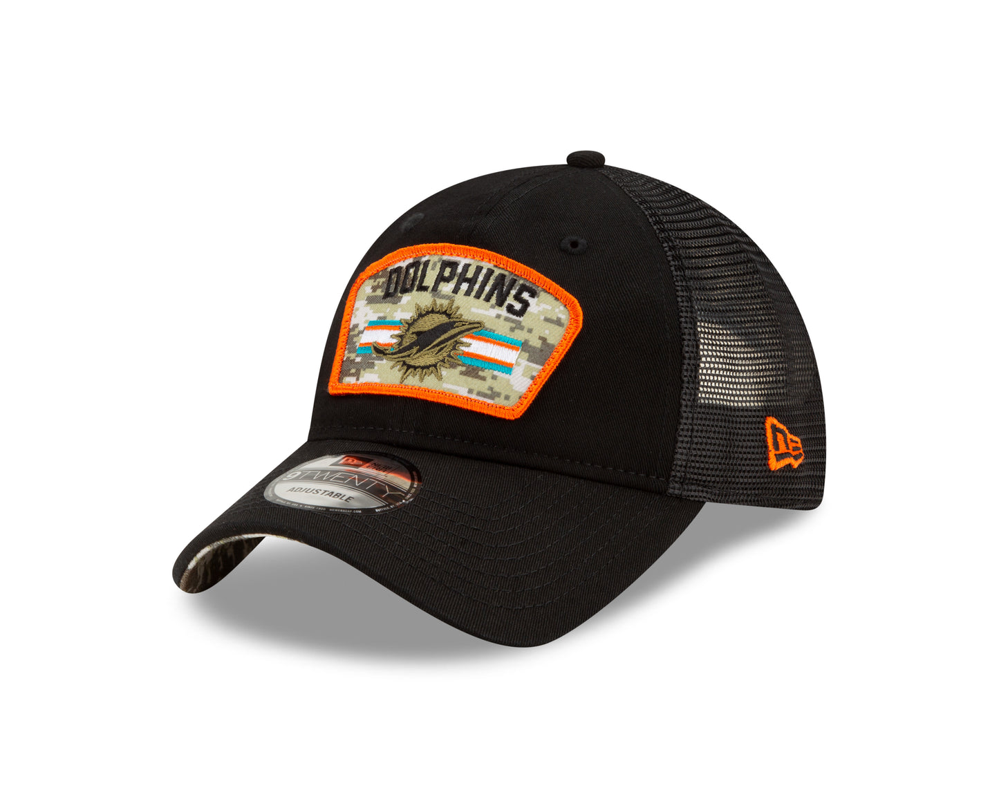 Miami Dolphins New Era Salute to Service 9TWENTY Adjustable Hat - Black
