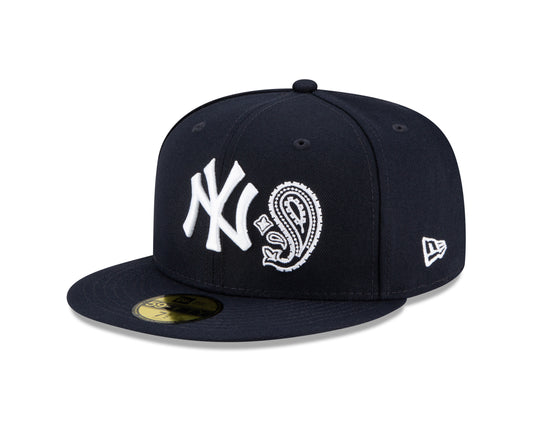 New York Yankees New Era Paisley Patchwork Undervisor 59FIFTY Fitted Hat - Navy