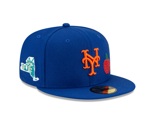 New York Mets New Era Crystal Icons Rhinestone 59FIFTY Fitted Hat - Blue