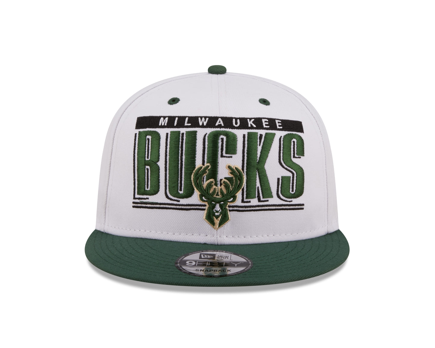 Milwaukee Bucks New Era Retro Title White / Green 9FIFTY Snap Back Hat
