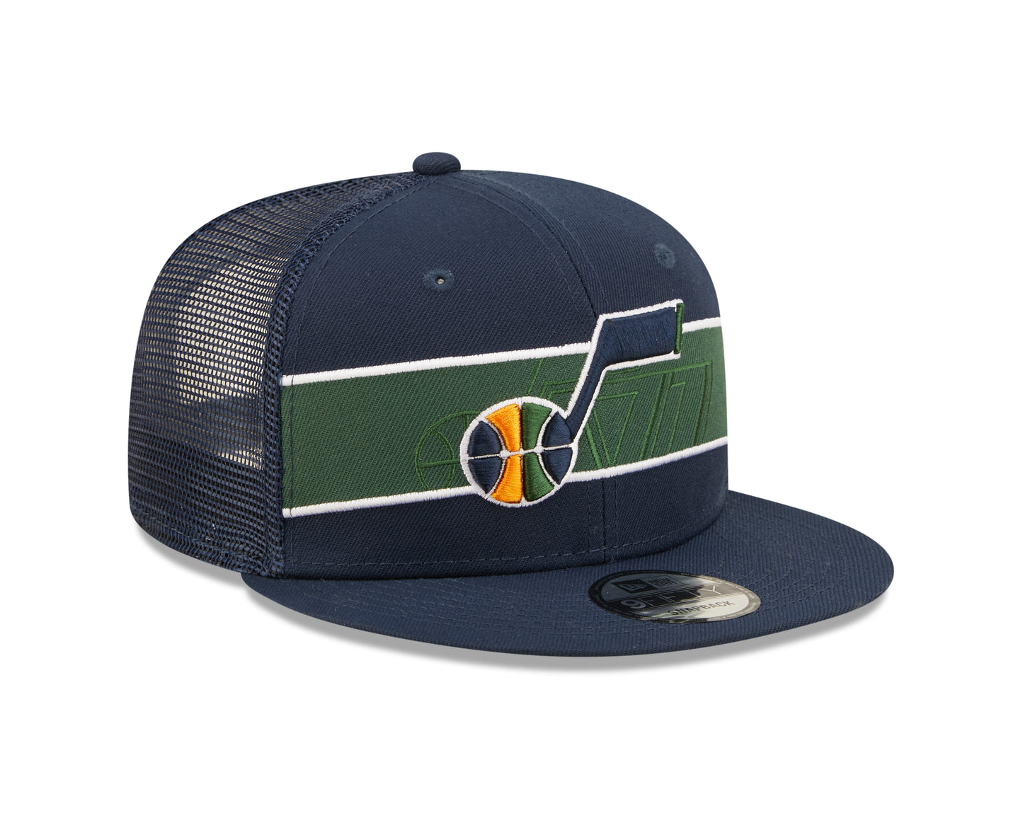 Utah Jazz New Era Blue Tonal Band Trucker Mesh 9FIFTY Snapback Hat