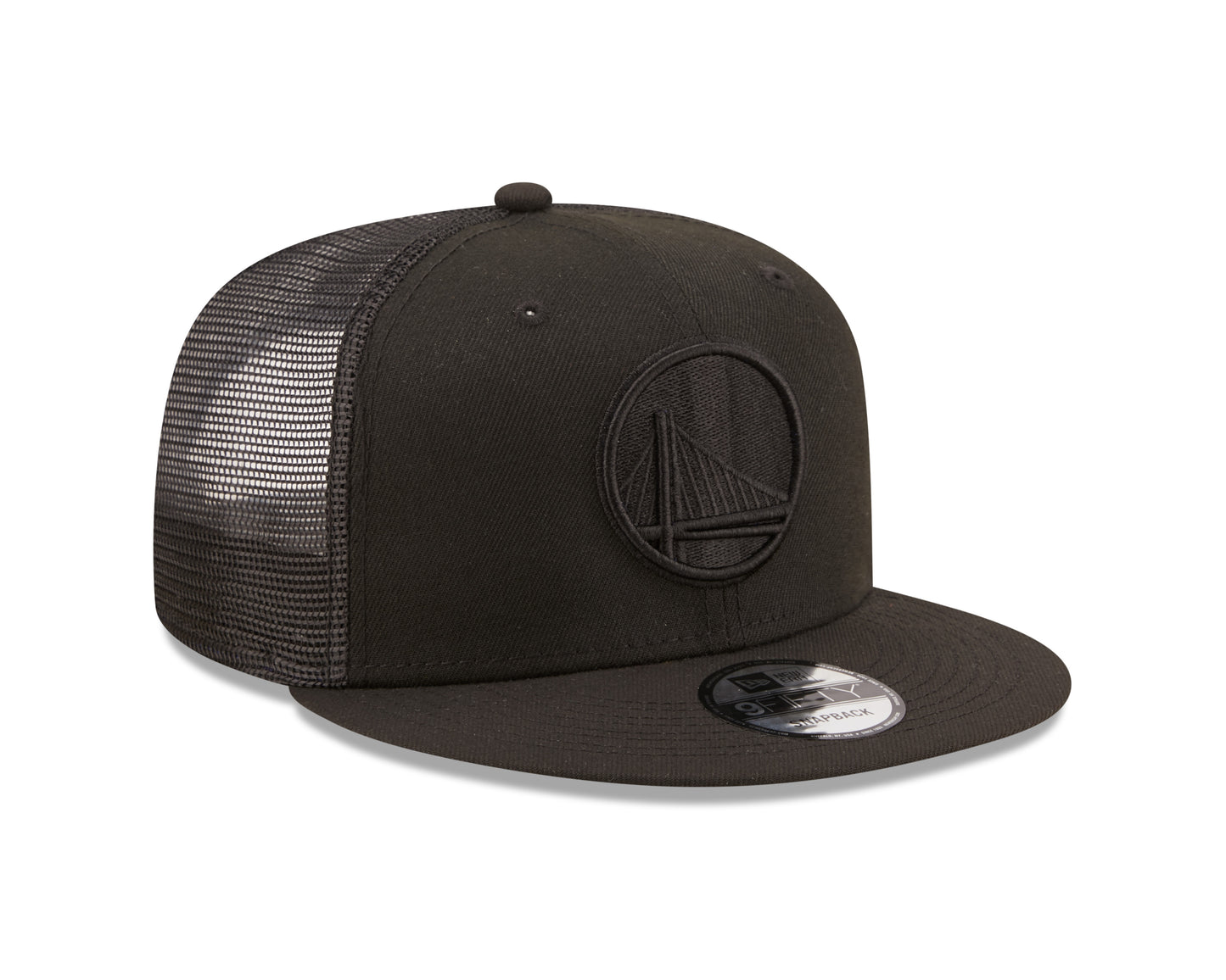 Golden State Warriors New Era Black on Black Classic Trucker Mesh 9Fifty Hat