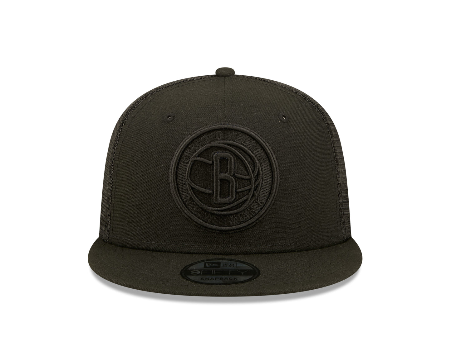 Brooklyn Nets New Era Black on Black Classic Trucker Mesh 9Fifty Hat