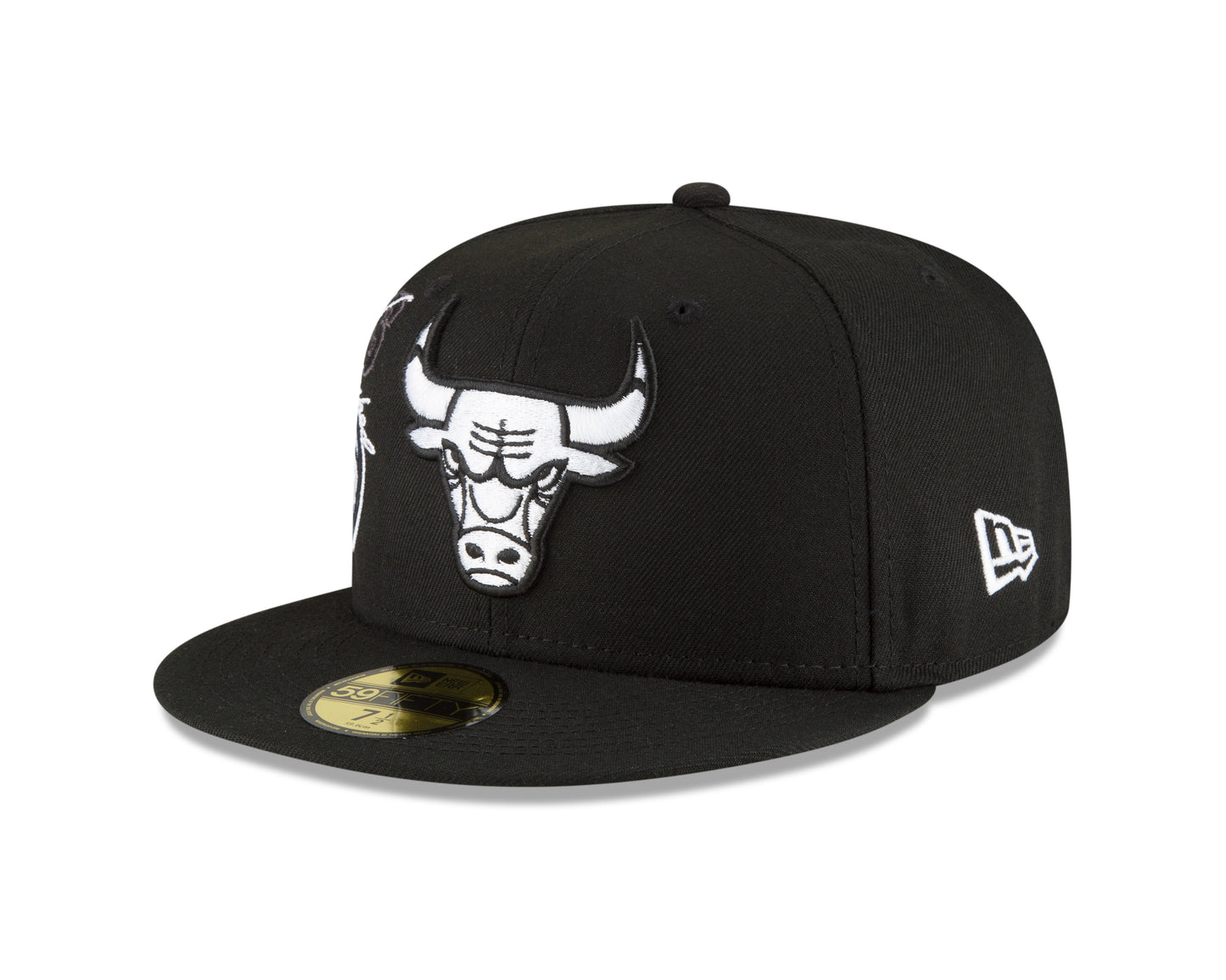 Chicago Bulls New Era Black and White Back Half 59fifty Fitted Hat