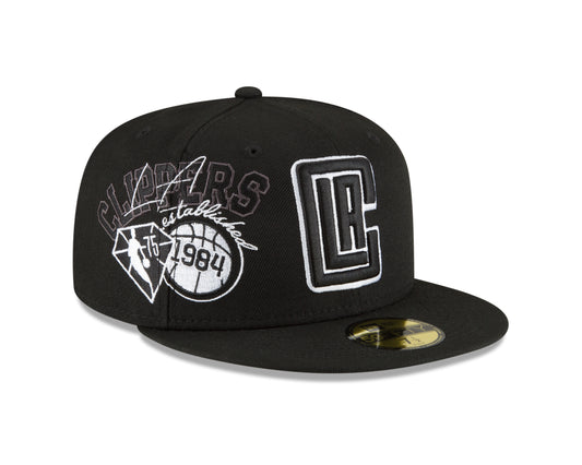 Los Angeles Clippers New Era Black and White Back Half 59fifty Fitted Hat
