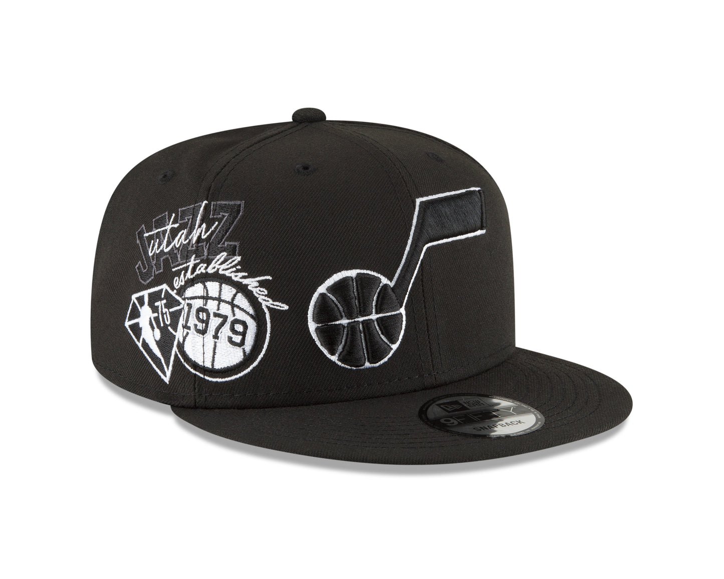 Utah Jazz Black & White Back Half Series 9FIFTY Snap Back Hat