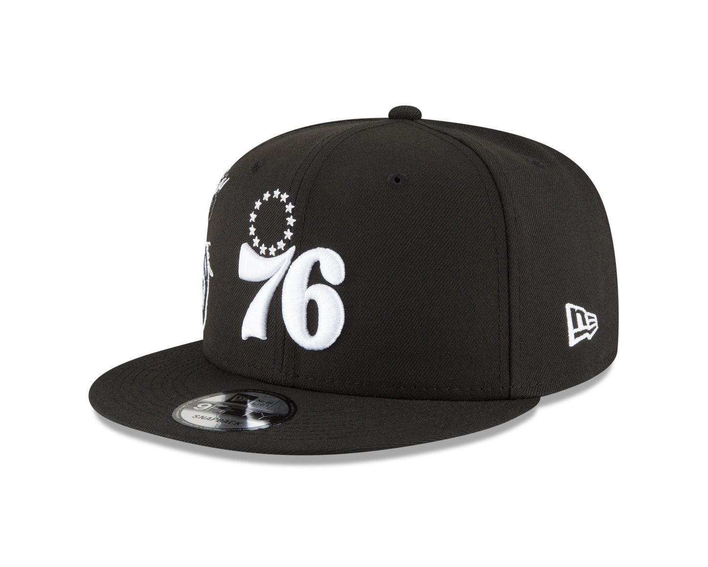 Philadelphia 76ers Authentic Black & White Back Half Series 9FIFTY Snap Back Hat