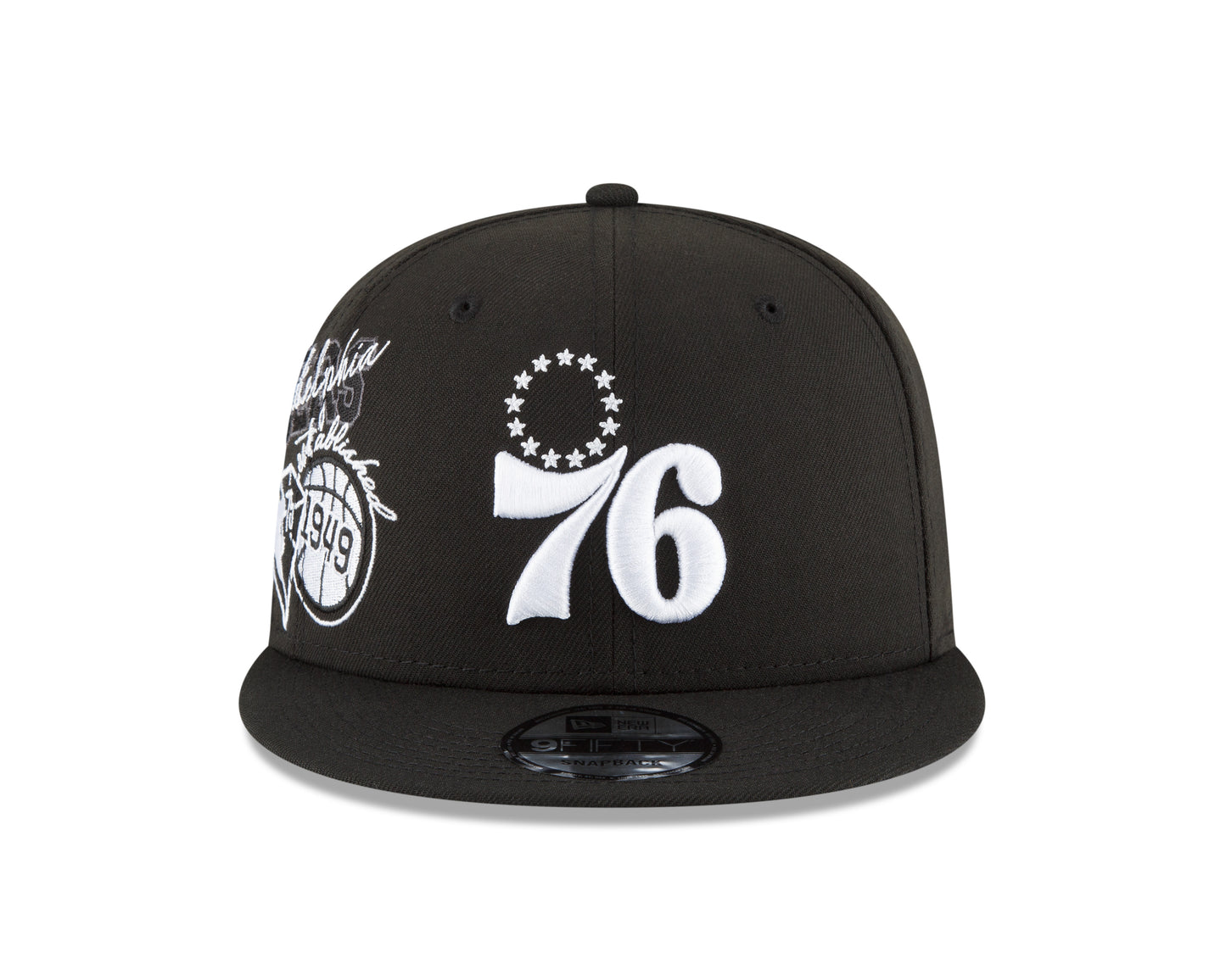 Philadelphia 76ers Authentic Black & White Back Half Series 9FIFTY Snap Back Hat