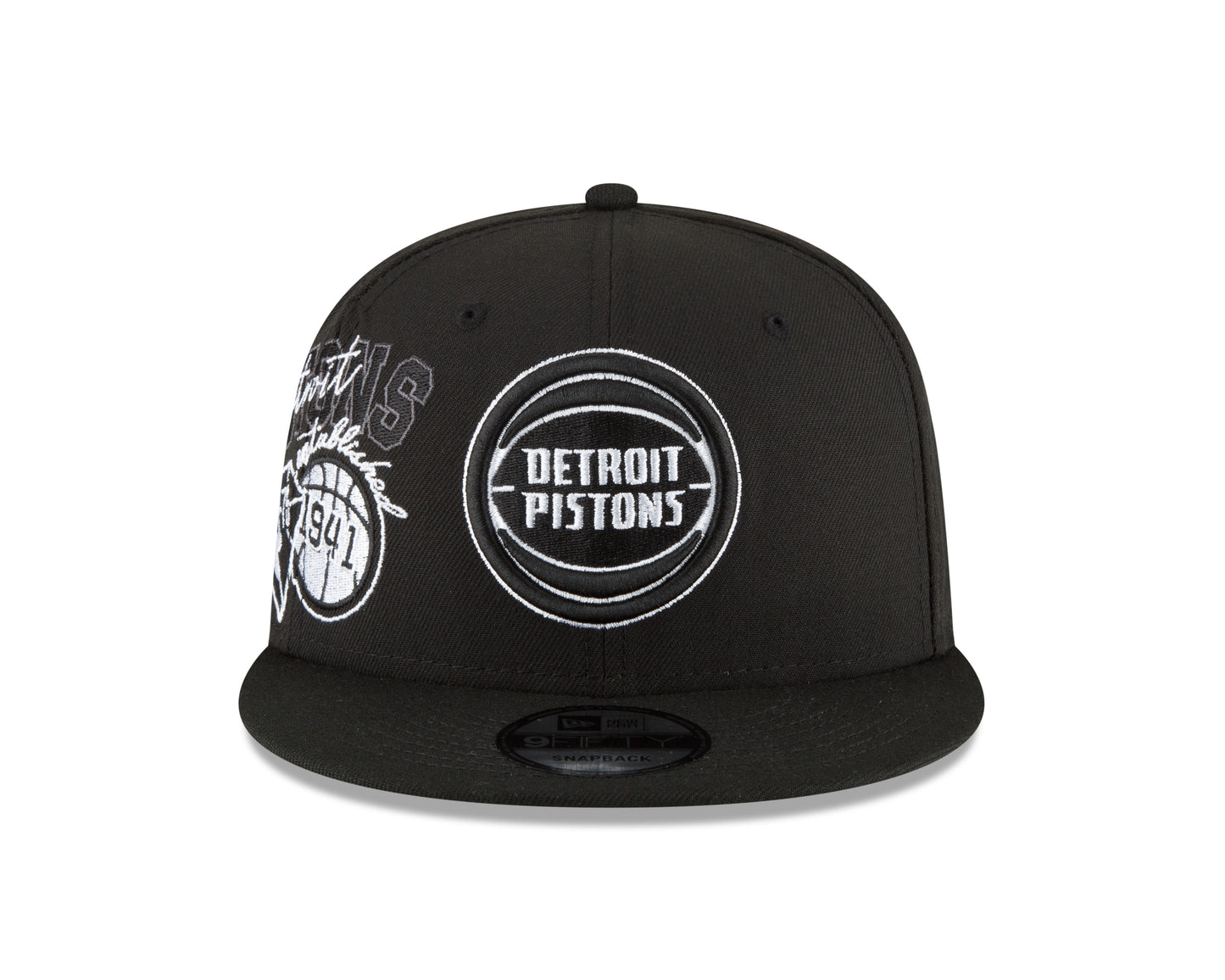 Detroit Pistons Black & White Back Half Series 9FIFTY Snap Back Hat