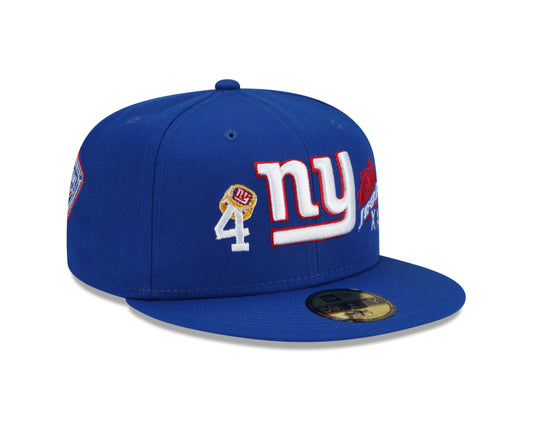 New York Giants New Era Count the Rings Patches 59FIFTY Fitted Hat - Blue