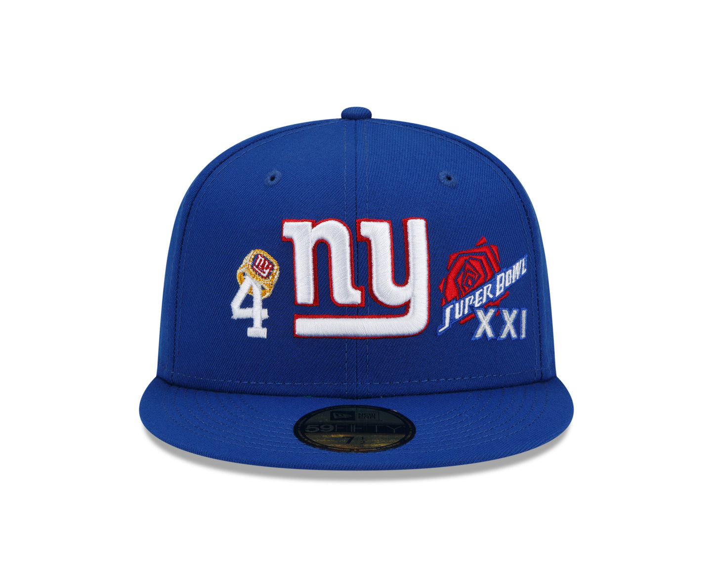 New York Giants New Era Count the Rings Patches 59FIFTY Fitted Hat - Blue