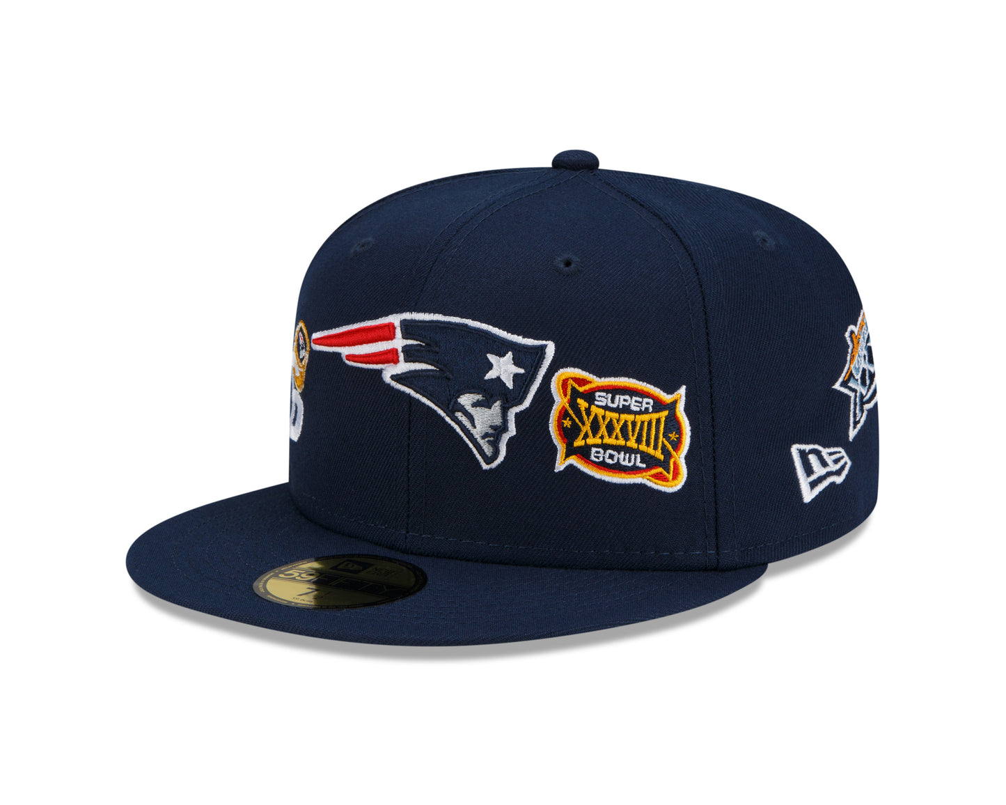 New England Patriots Count the Rings Patches 59FIFTY Fitted Hat - Navy