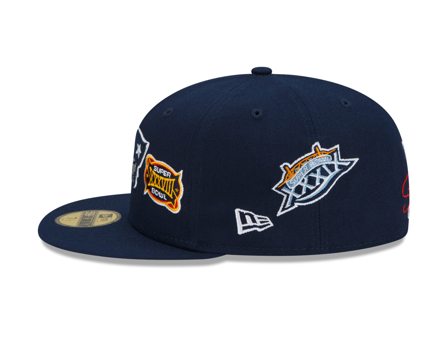 New England Patriots Count the Rings Patches 59FIFTY Fitted Hat - Navy