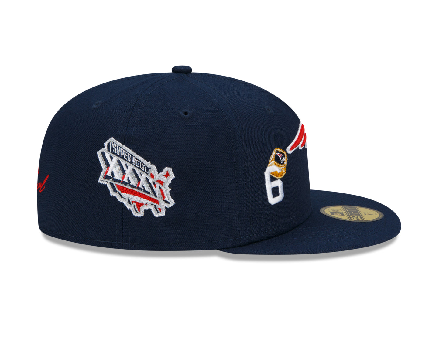New England Patriots Count the Rings Patches 59FIFTY Fitted Hat - Navy